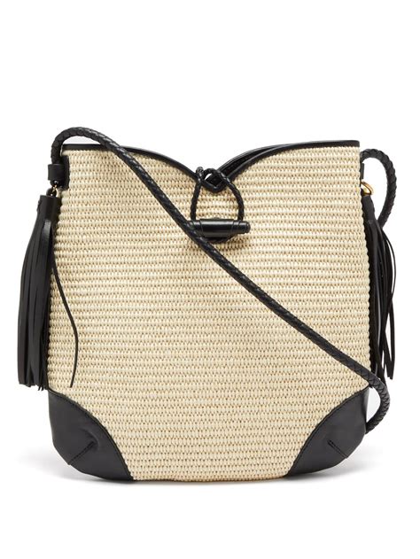 raffia bag with black trim